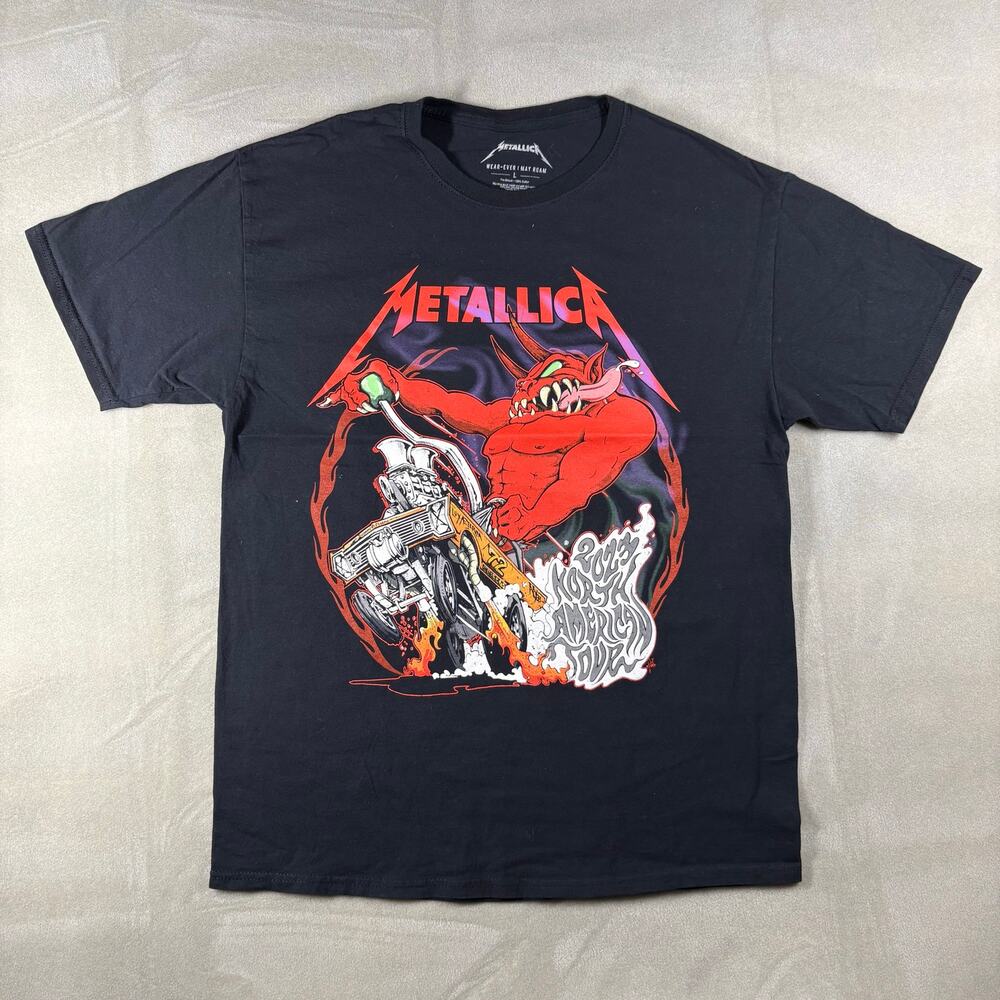 Metallica Full‎ Speed Or Nothing Devil Motorcycle Graphic T Shirt Black Size L